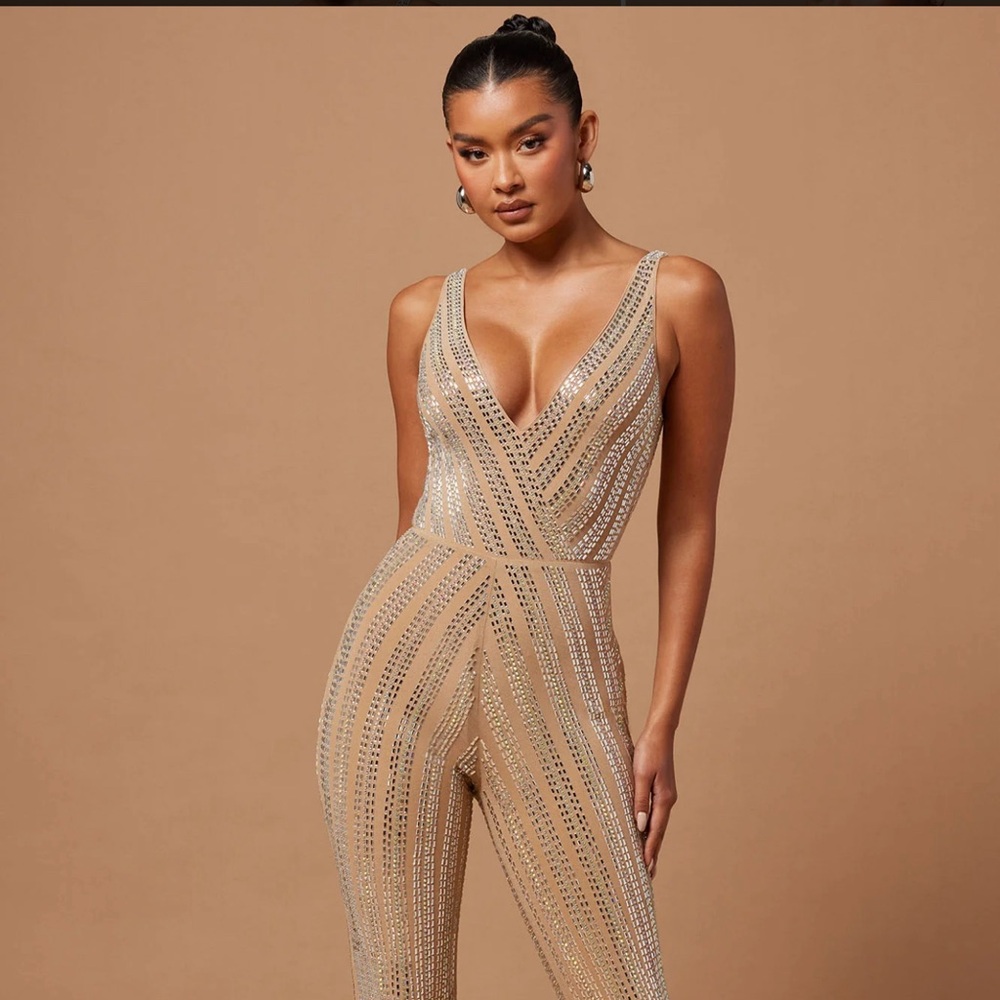 Fashion Nova Hallie Embellished Jumpsuit - NWT!!